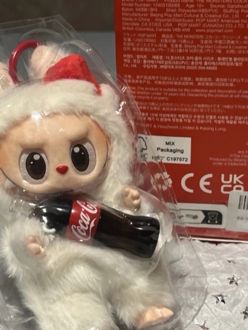 Coca Cola Labubu - NEW! Plush Holiday Doll in White with Red Hat and Accessories